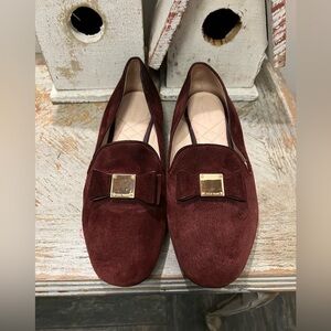 Cole Haan Maroon Suede Loafers with Gold Accent